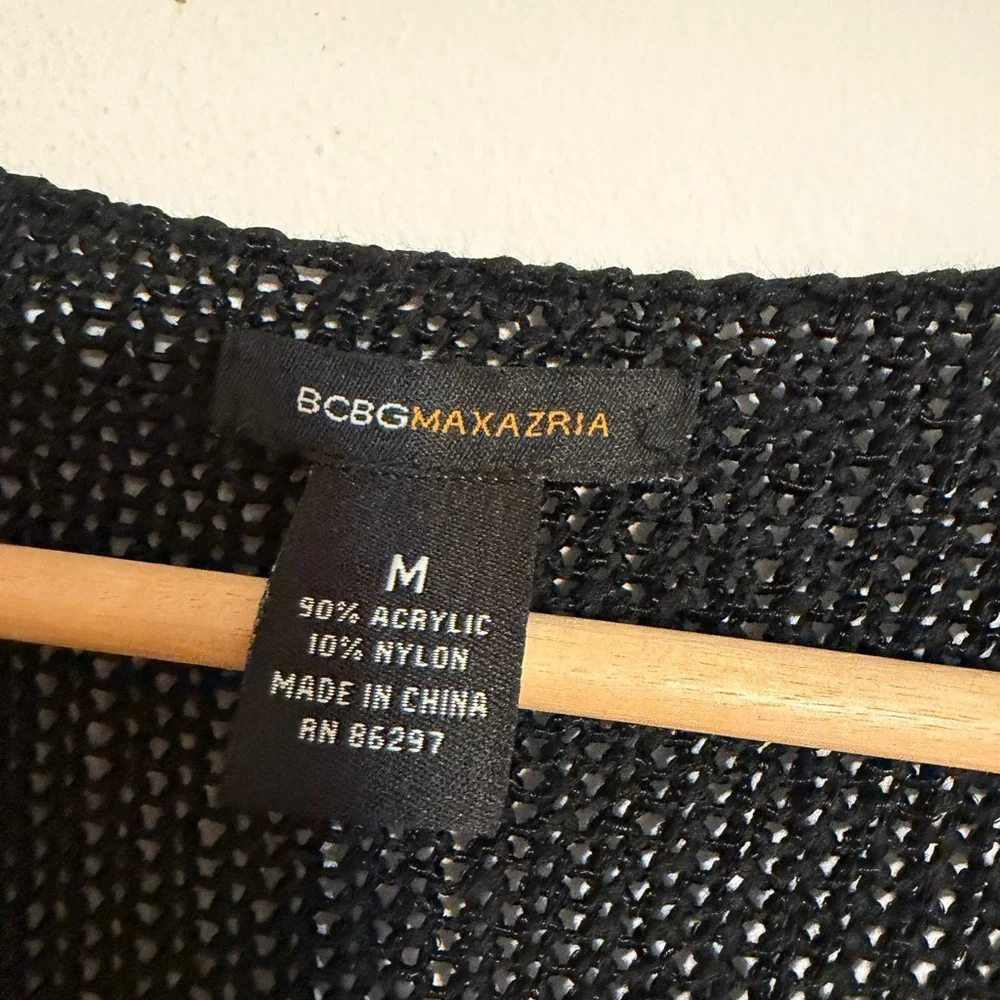 BCBGMaxAzria Black Open-Weave Knit Top - Picture 6 of 8